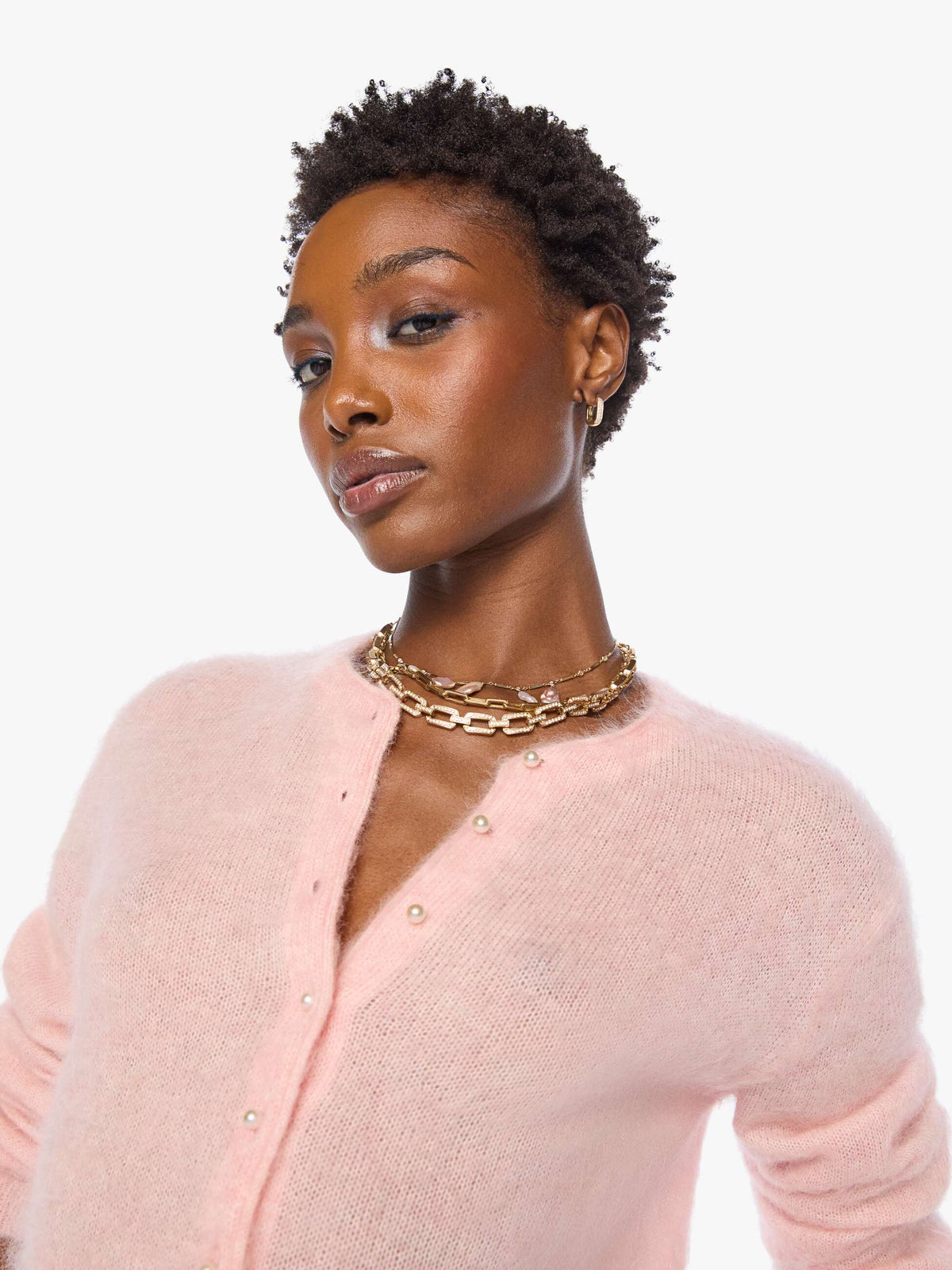 Mother The Cropped Cardigan Powder