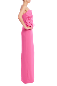 Robe bustier Badgley Mischka avec applique fleur Magenta