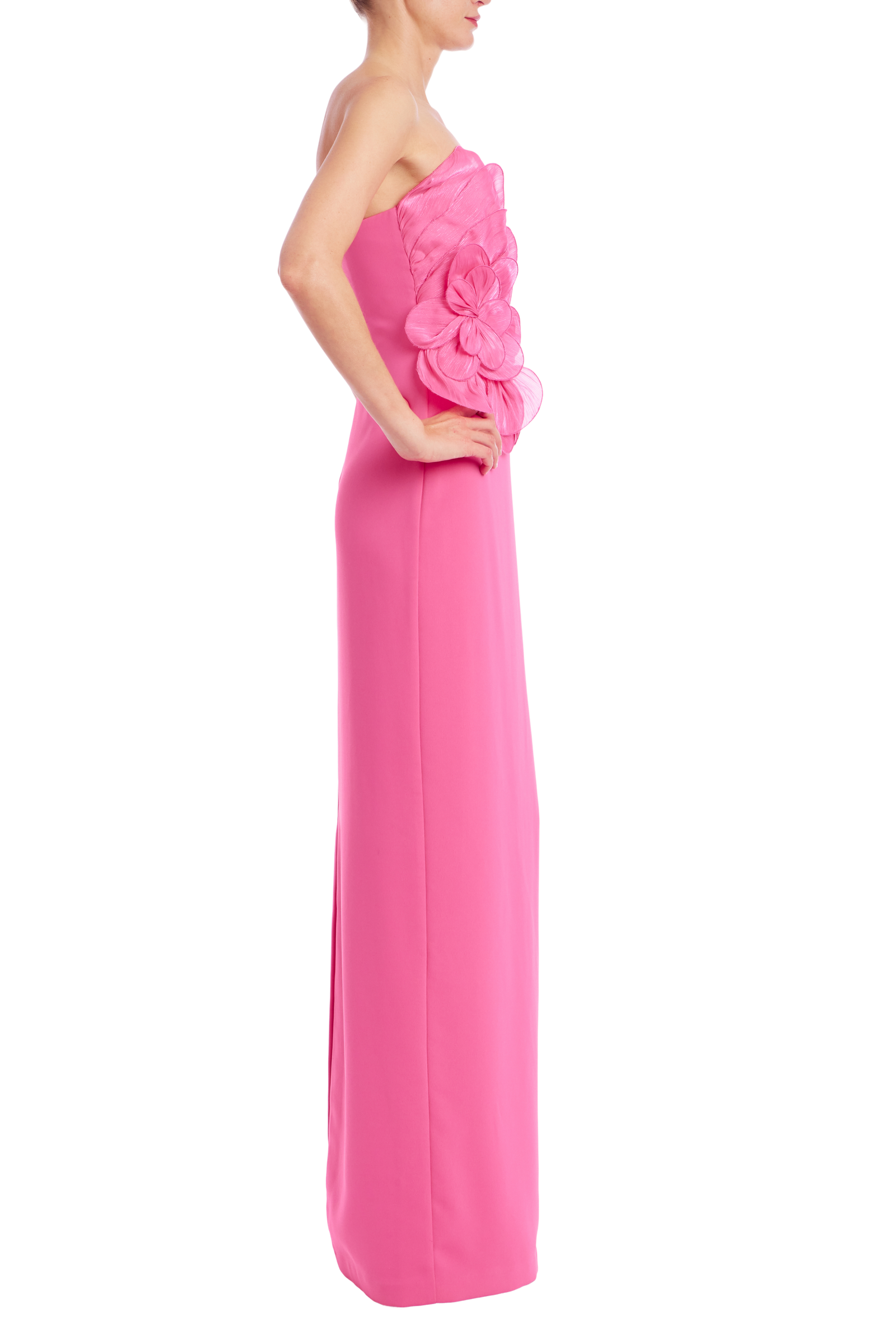 Robe bustier Badgley Mischka avec applique fleur Magenta