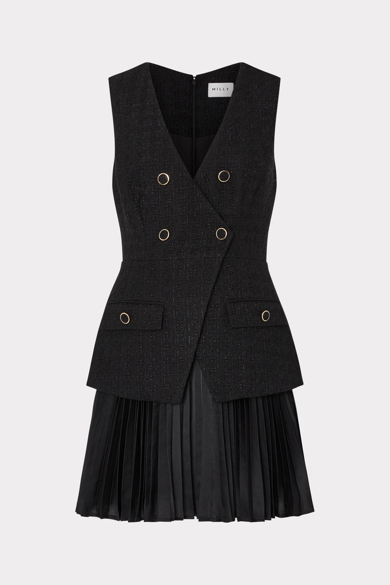 Milly Boucle Mixed Media Mini Dress