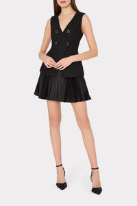 Milly Boucle Mixed Media Mini Dress