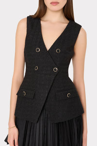 Milly Boucle Mixed Media Mini Dress