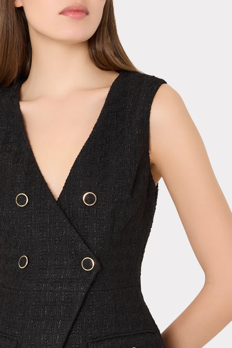 Milly Boucle Mixed Media Mini Dress