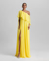 Gemy Maalouf One Shoulder Featuring Ruffles Gown Dress