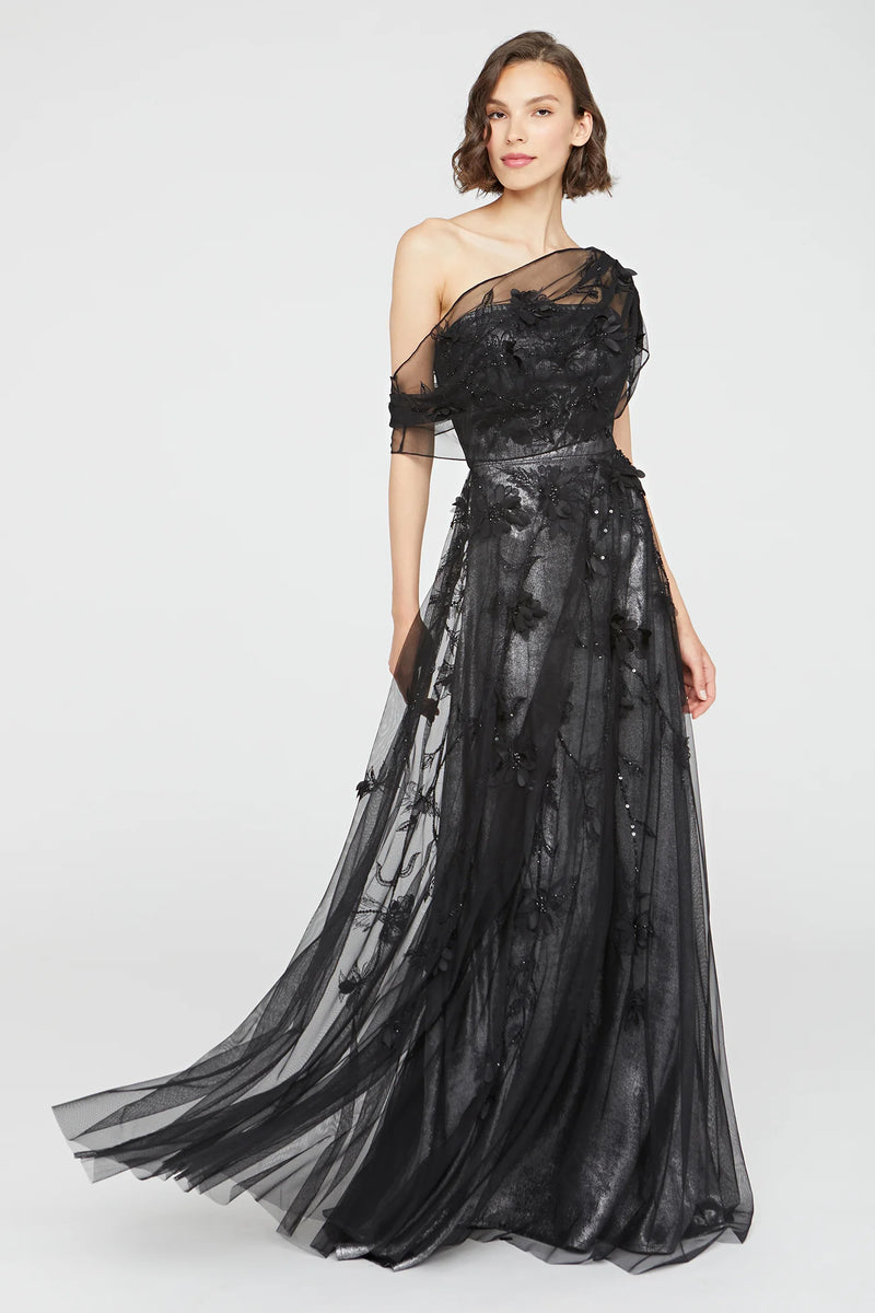 Theia Petal Embroidered Gown