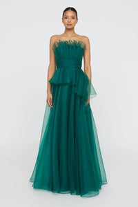 Theia Georgia Fan Bodice Gown