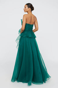 Theia Georgia Fan Bodice Gown