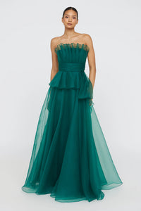 Theia Georgia Fan Bodice Gown