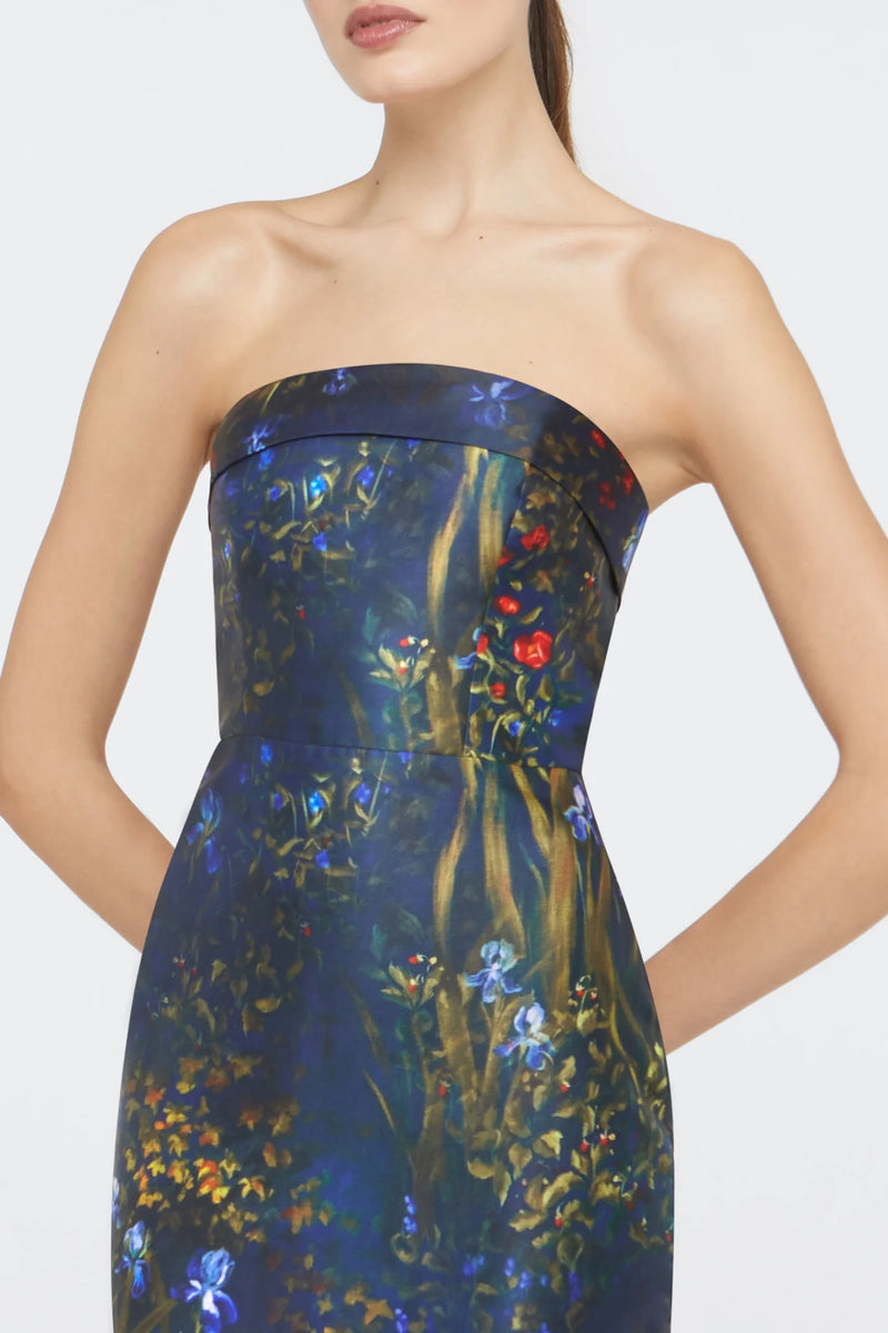 Theia Lynette Strapless Column Gown