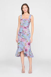 Theia Livia Robe en taffetas imprimé Glass Garden