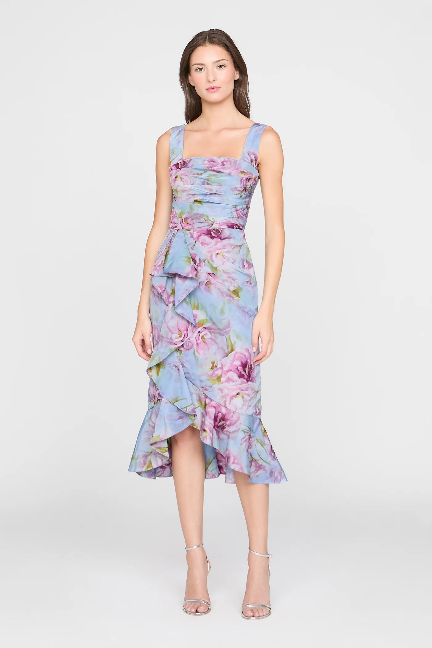 Theia Livia Robe en taffetas imprimé Glass Garden