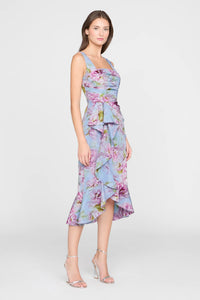 Theia Livia Robe en taffetas imprimé Glass Garden