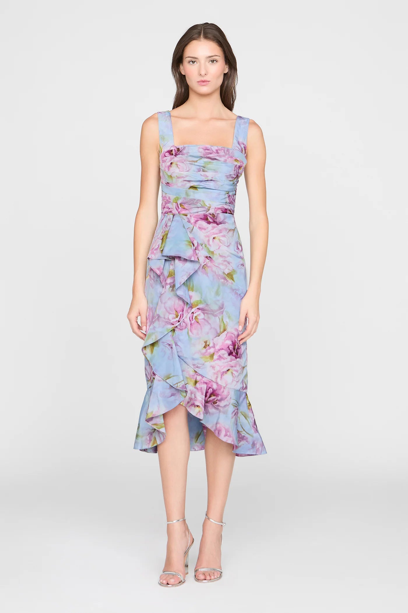 Theia Livia Robe en taffetas imprimé Glass Garden