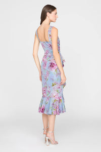 Theia Livia Robe en taffetas imprimé Glass Garden