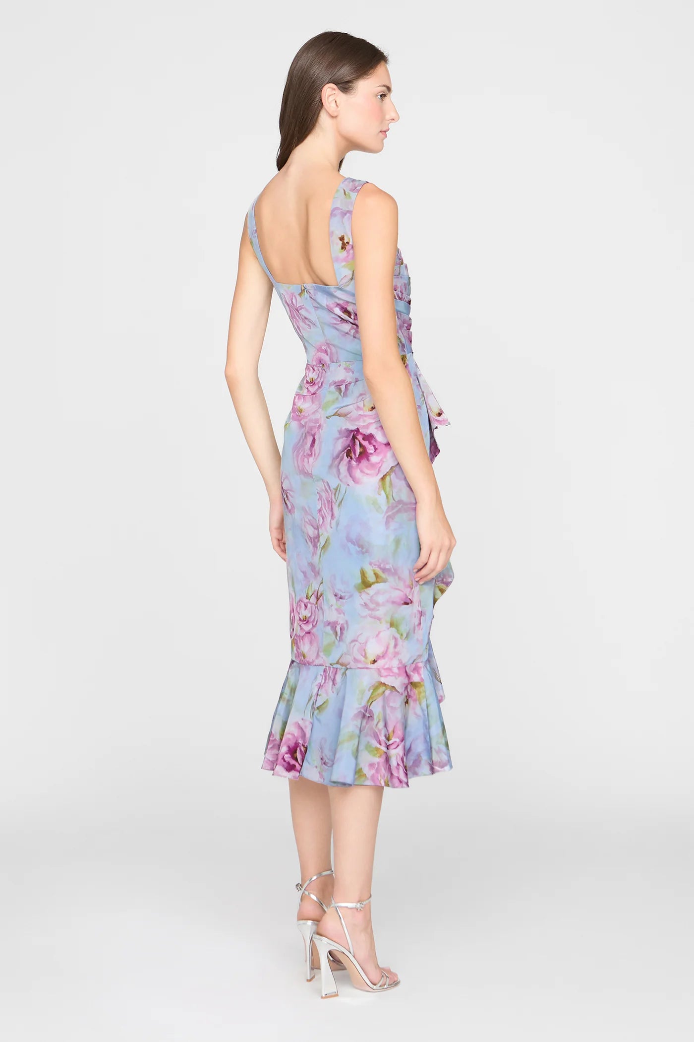 Theia Livia Robe en taffetas imprimé Glass Garden
