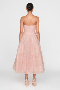 Theia Selina Robe cocktail bustier Poudre Blush