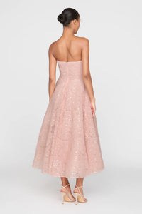 Theia Selina Robe cocktail bustier Poudre Blush