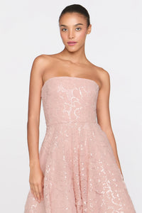 Theia Selina Robe cocktail bustier Poudre Blush