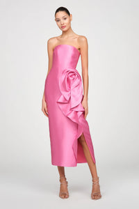 Theia Marla Robe drapée sculpturale Rose ensoleillé