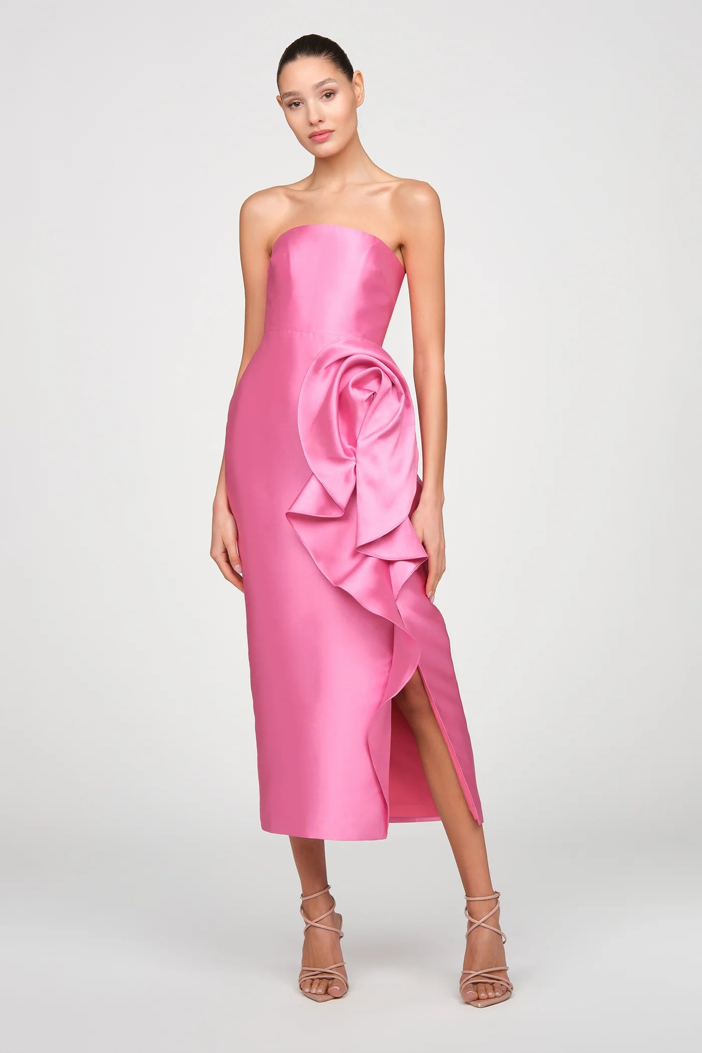 Theia Marla Robe drapée sculpturale Rose ensoleillé