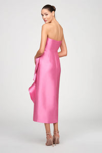 Theia Marla Robe drapée sculpturale Rose ensoleillé