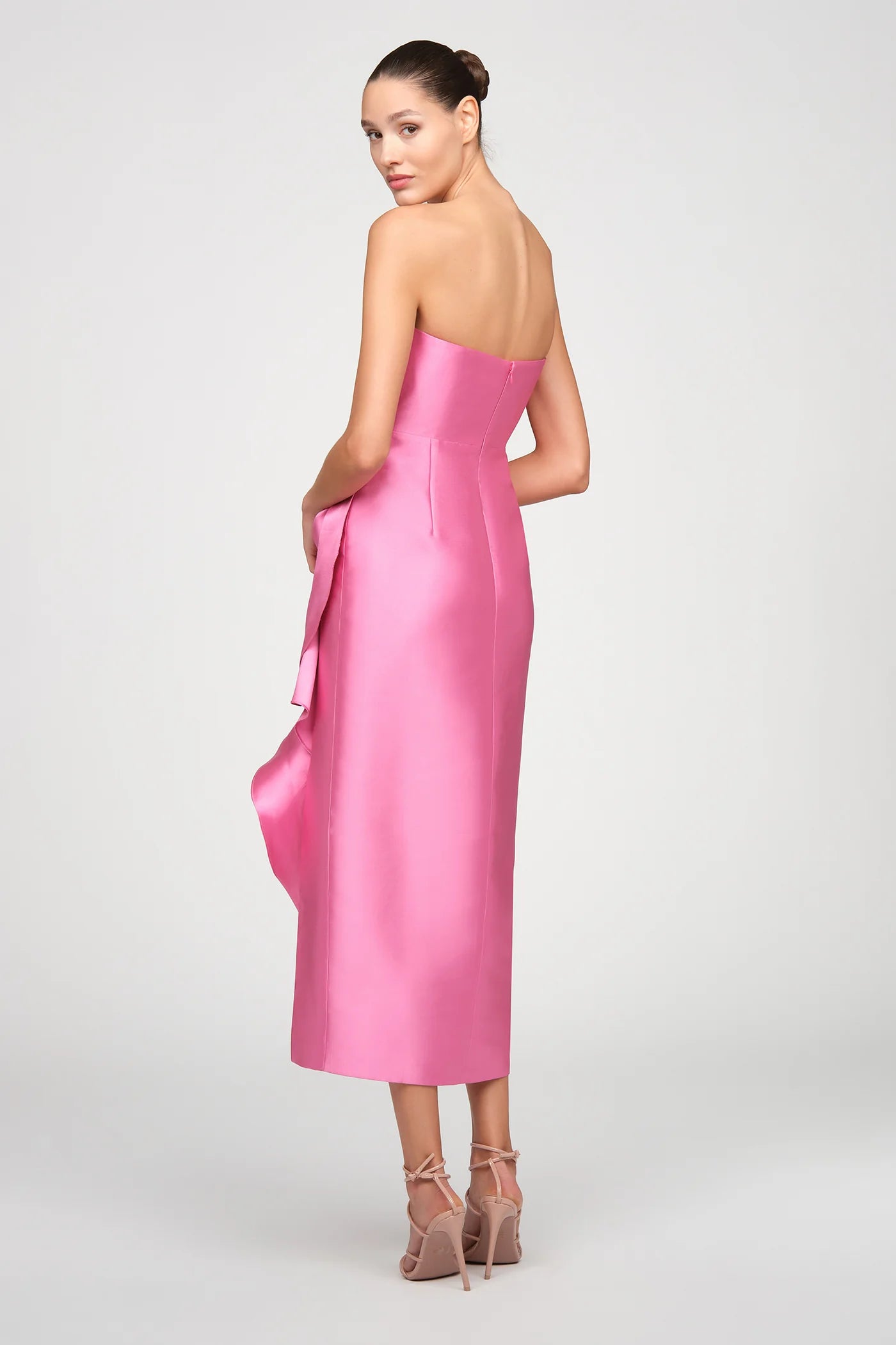 Theia Marla Robe drapée sculpturale Rose ensoleillé