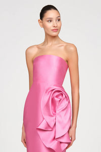 Theia Marla Robe drapée sculpturale Rose ensoleillé