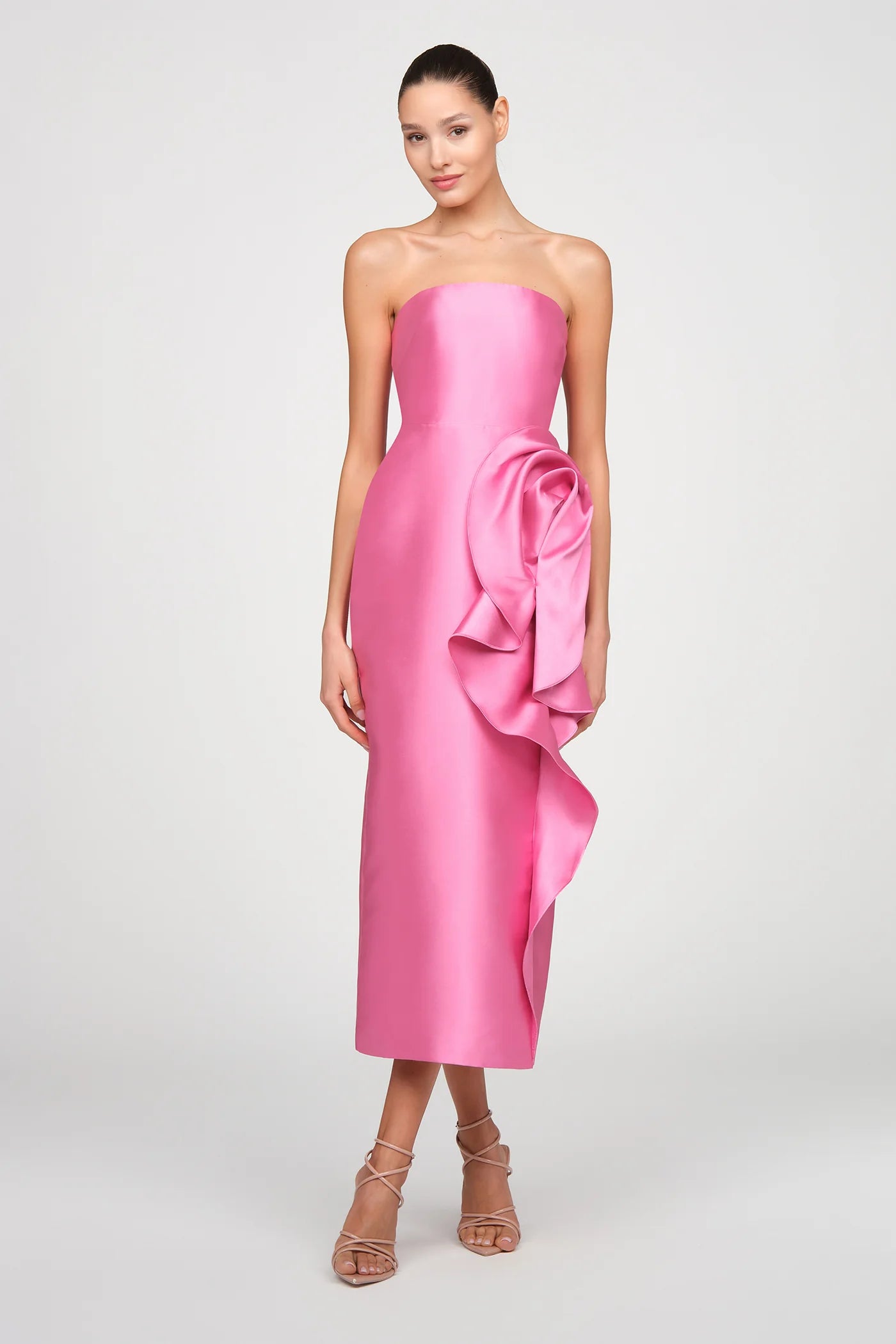 Theia Marla Robe drapée sculpturale Rose ensoleillé