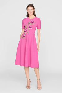 Robe Midi Tricotée Theia Petunia Rose Ensoleillé
