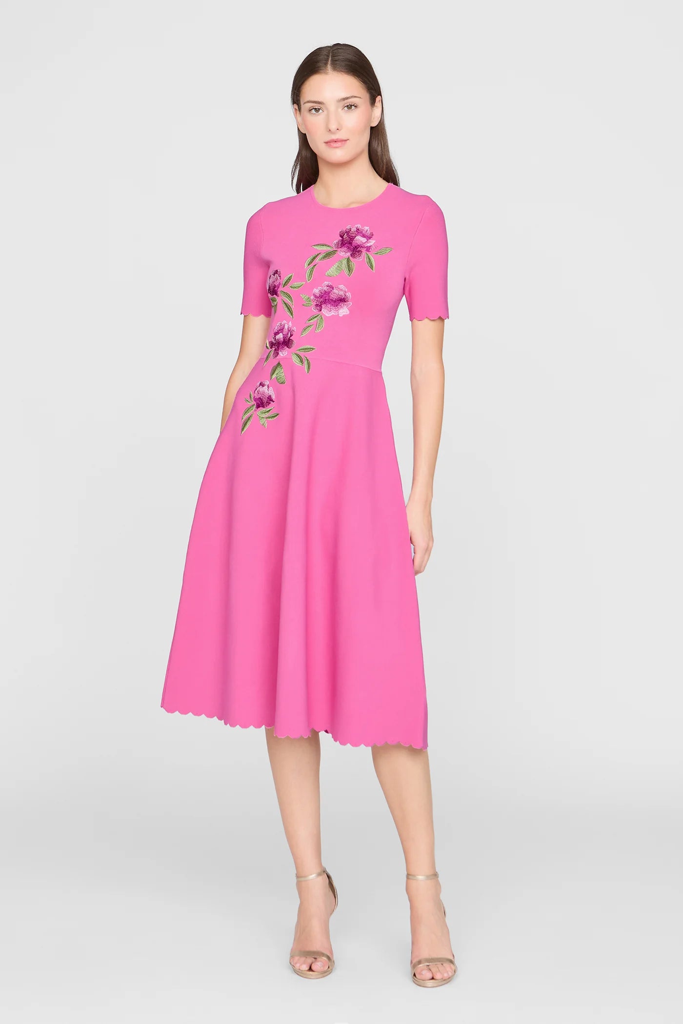 Robe Midi Tricotée Theia Petunia Rose Ensoleillé