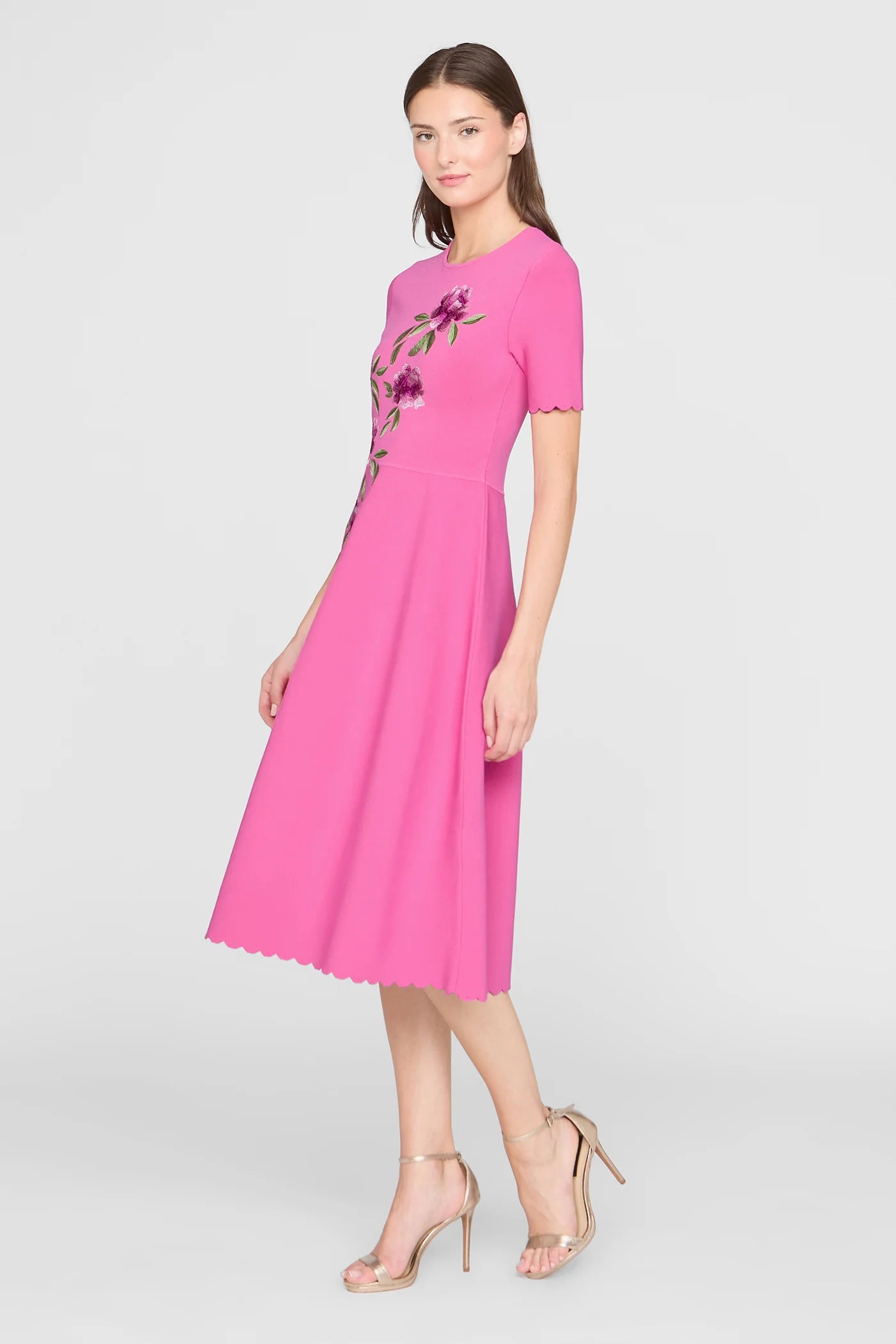 Robe Midi Tricotée Theia Petunia Rose Ensoleillé