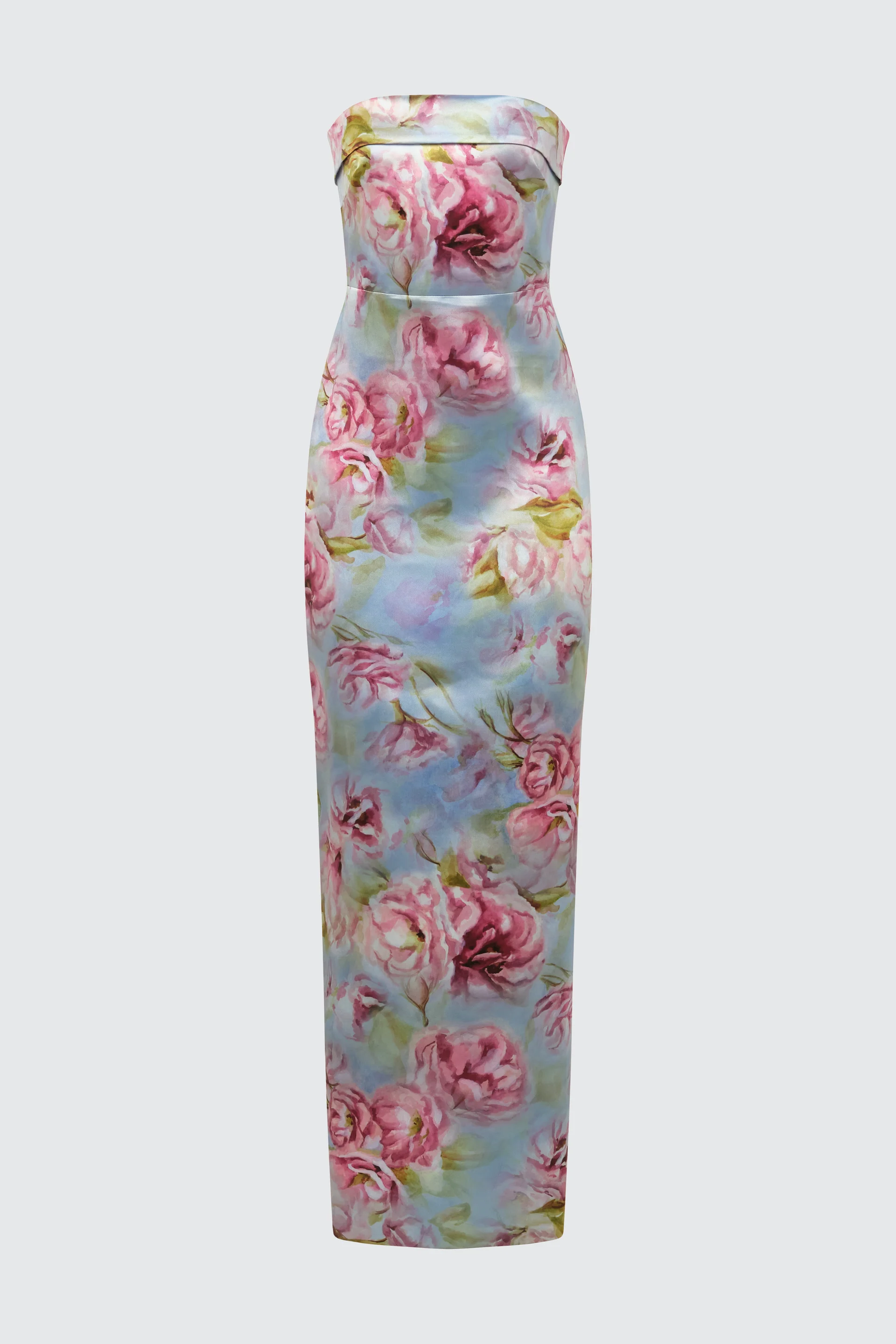 Theia Cleo Robe colonne bustier Glass Garden
