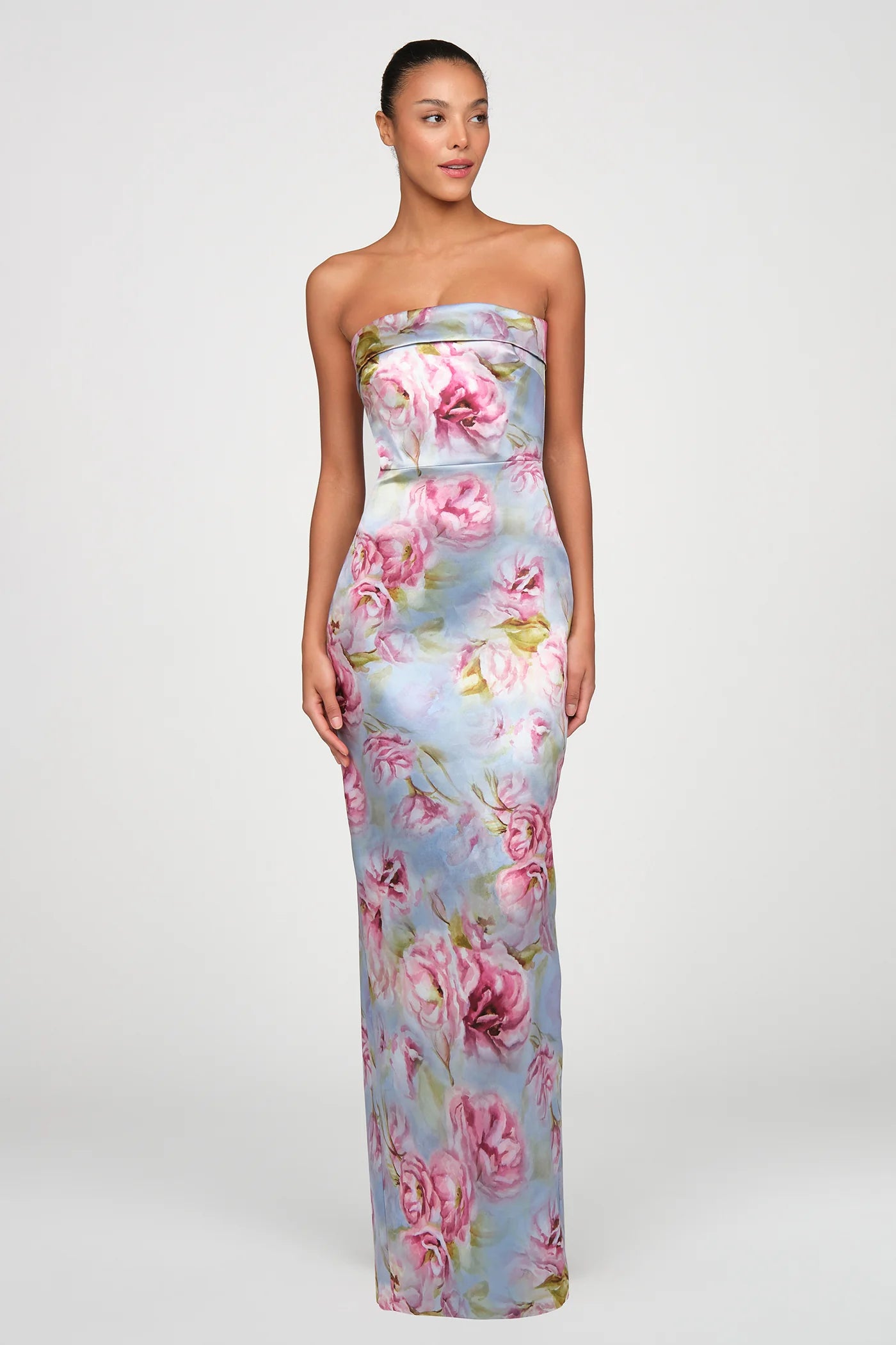 Theia Cleo Robe colonne bustier Glass Garden