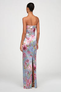 Theia Cleo Robe colonne bustier Glass Garden
