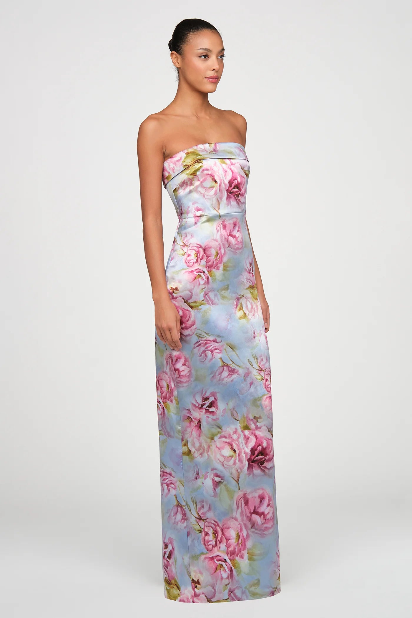 Theia Cleo Robe colonne bustier Glass Garden