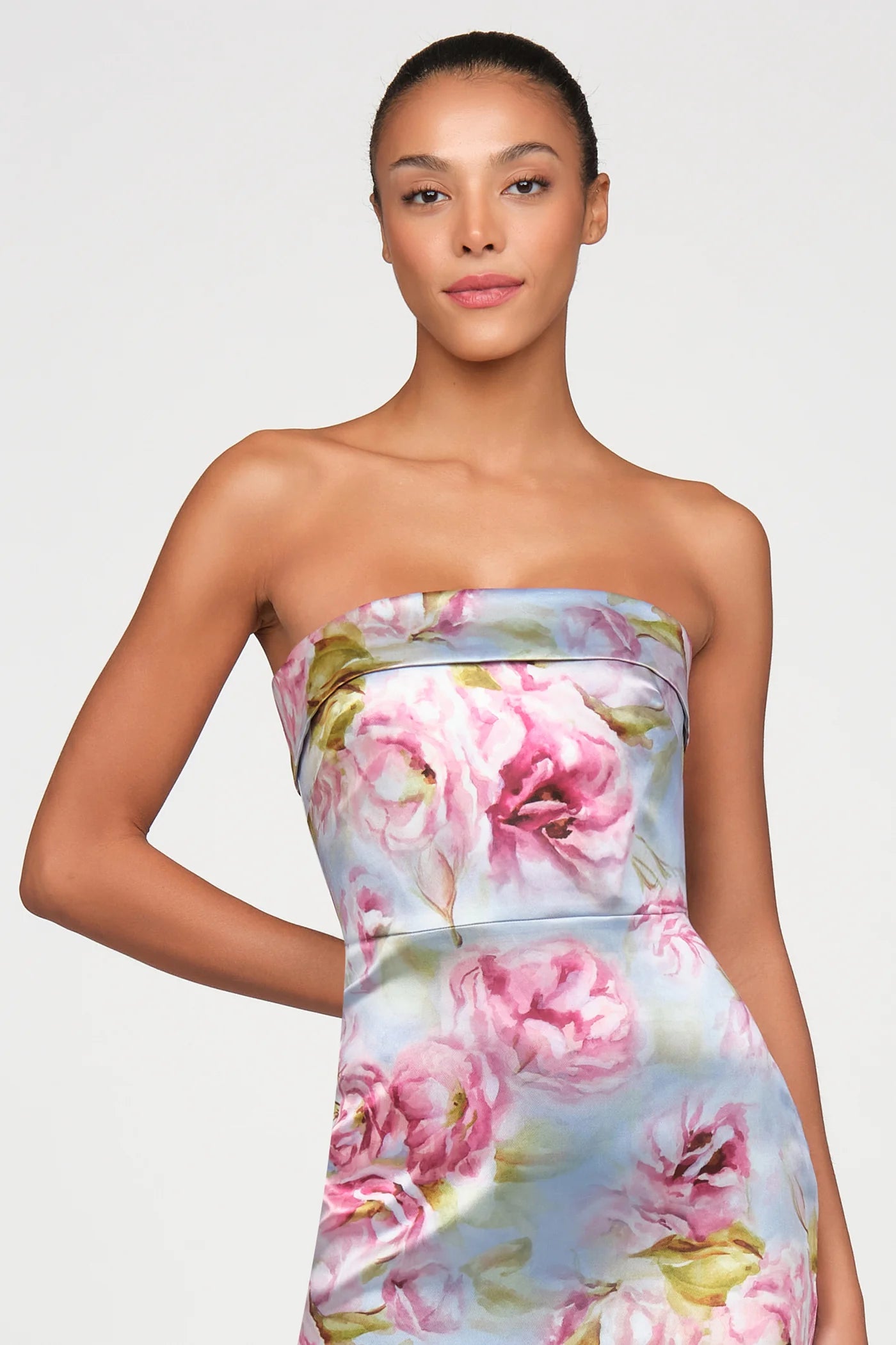 Theia Cleo Robe colonne bustier Glass Garden