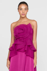 Theia Victoria Draped Rose Cocktail Sangria Dress