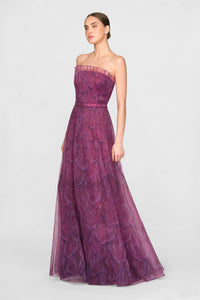 Theia Ivana Organza Printed Gown Petal Obscura