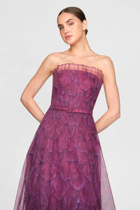 Theia Ivana Organza Printed Gown Petal Obscura