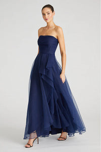 Theia Couture Teresa Strapless Draped Gown