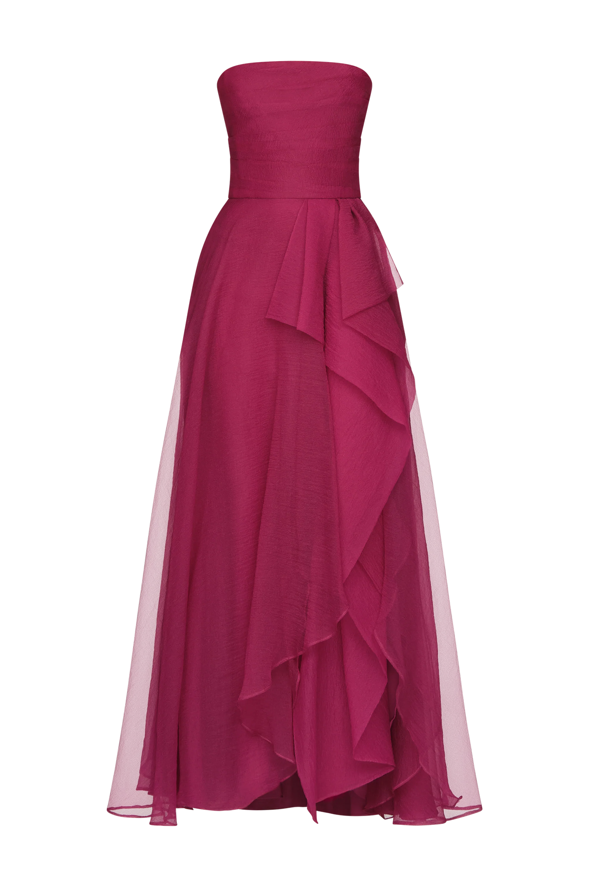 Theia Teresa Strapless Draped Gown Sangria