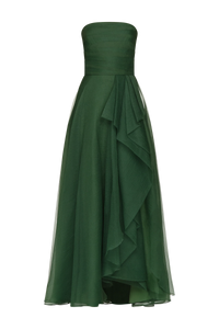Theia Teresa Strapless Draped Gown Thorn