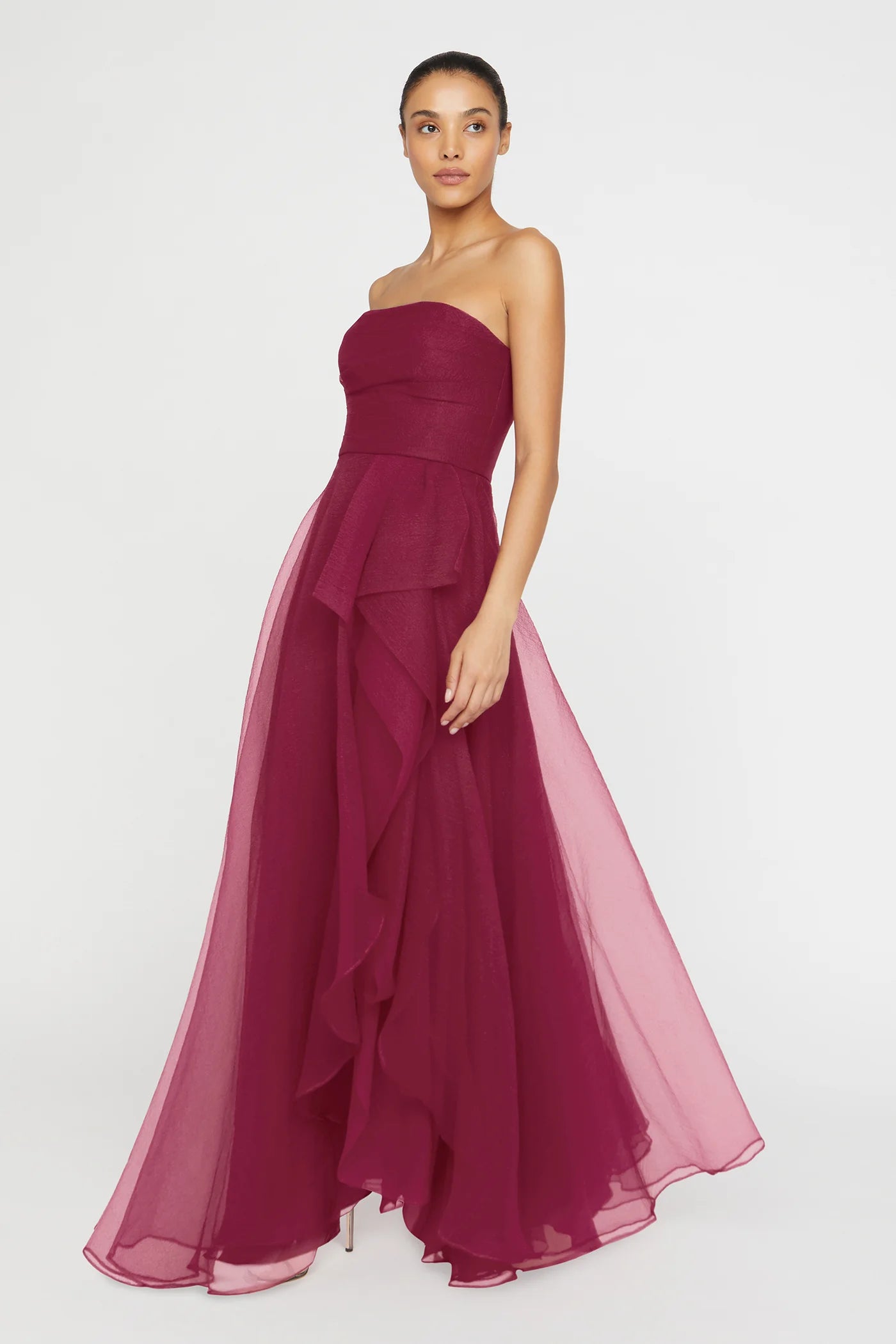 Theia Couture Teresa Strapless Draped Gown