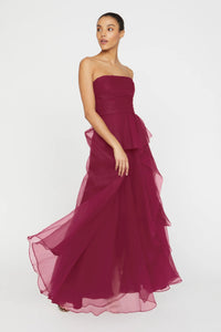 Theia Couture Teresa Strapless Draped Gown