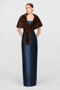 Theia Ayana Faux Mink Cape Mahogany