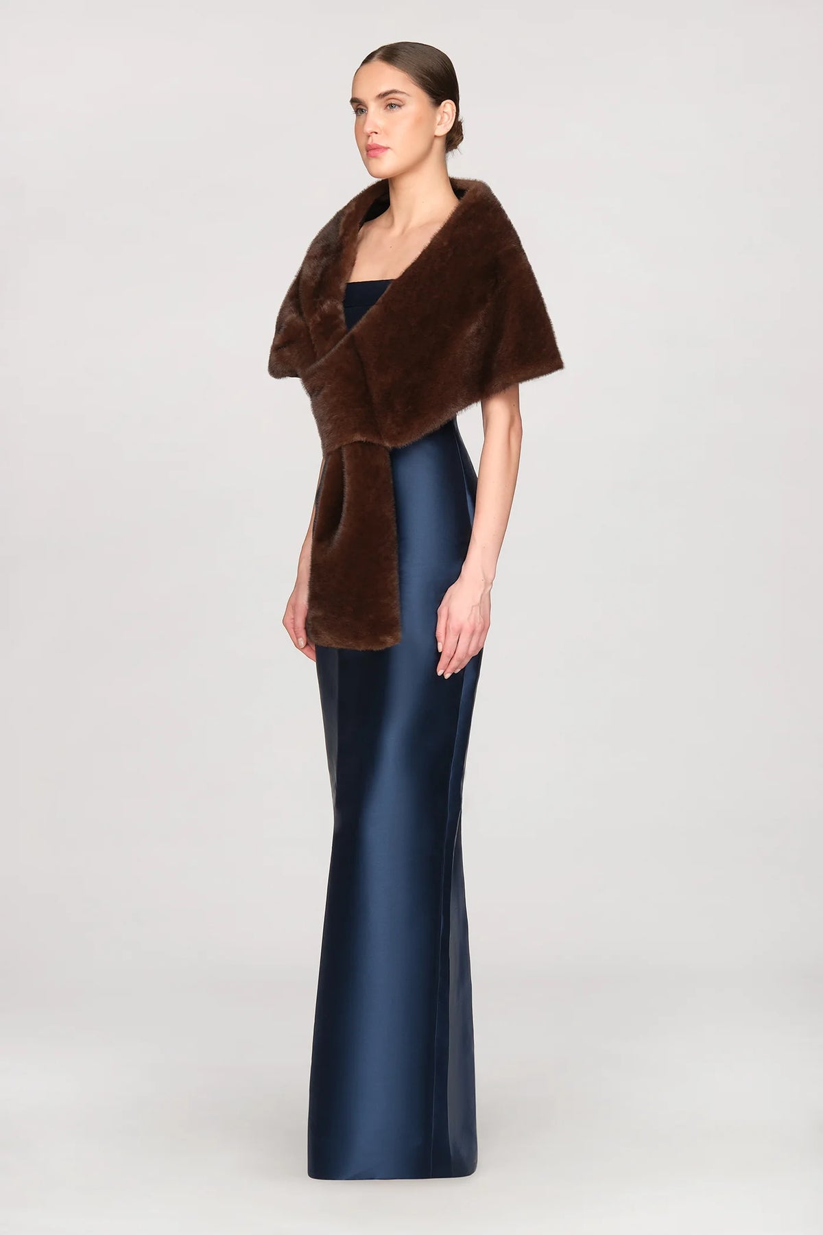 Theia Ayana Faux Mink Cape Mahogany