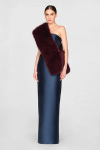 Theia Kay Faux Fox Asymmetric Stole Velvet Fig