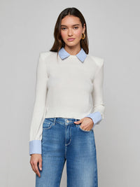 L'Agence April Poplin Collar Pullover