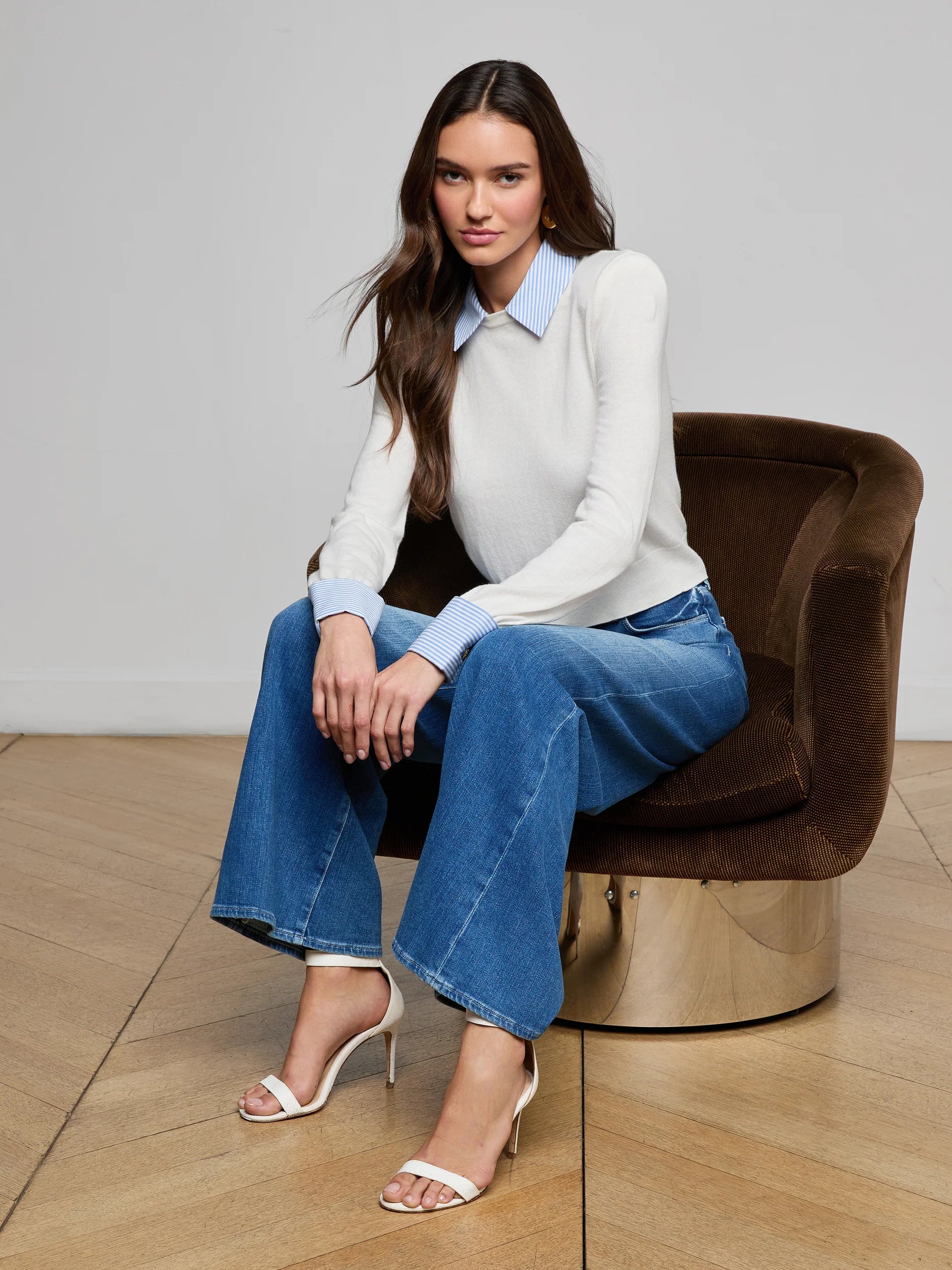 L'Agence April Poplin Collar Pullover