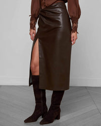 L'Agence Lilou Twist Skirt Coffee Bean
